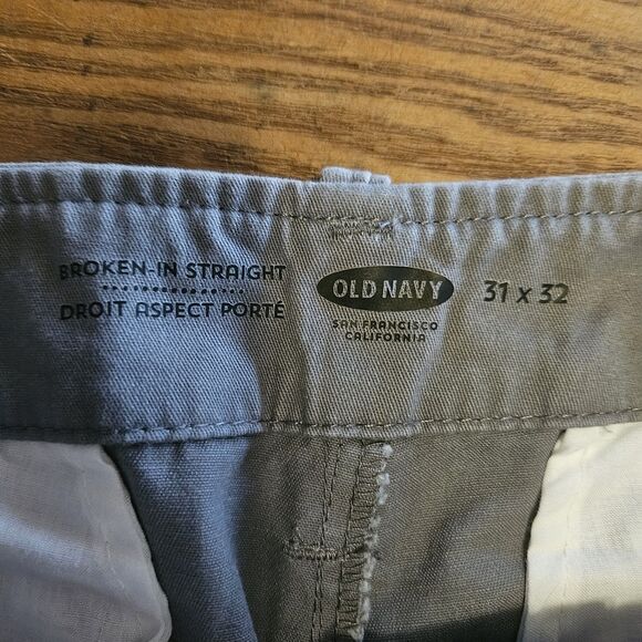 Old Navy Gray Khakis Mens Pants 31 X 32   Broken Straight Droit Aspect Porte NEW - Picture 5 of 8